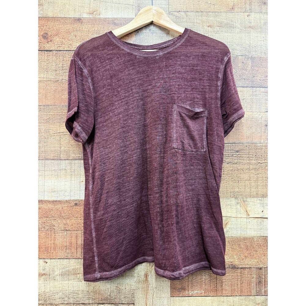 Abercrombie & Fitch Womens Burgundy Crew Neck Burnout T-Shirt With Pocket S